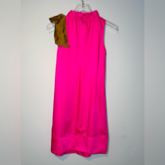 J. Crew Swingy Bow Neck Hot Pink Bronze Bow Dress Size XXS - Picture 4 of 14